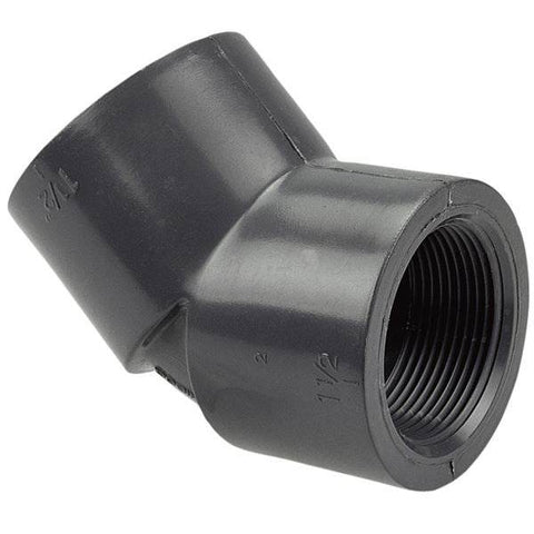 (Nibco Part#: CA05650) 4506-3-3 - Thread 45-degree Elbow FPT x FPT - PVC Schedule 80 - Flow Control Products