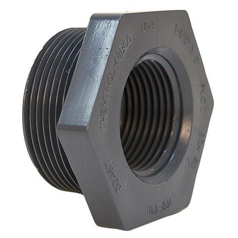 (Nibco Part#: CA15450) 4518-3-4 - Flush Thread Reducer Bushing MPT x FPT - PVC Schedule 80 - Flow Control Products