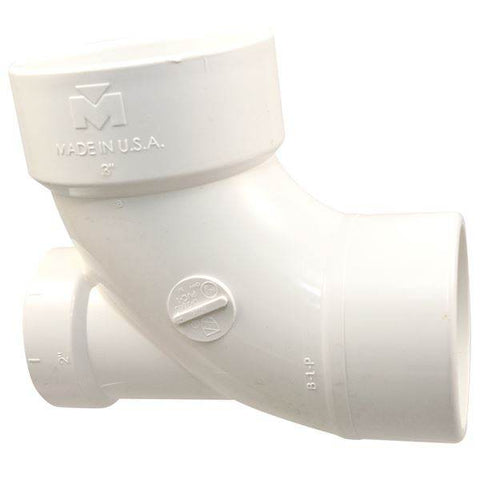 (Nibco Part#: K447000) 4861-2-LH - 90° Elbow with Low Heel Inlet Spg x Hub - PVC DWV - Flow Control Products