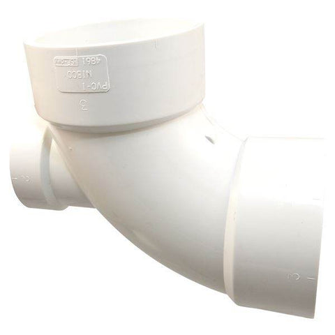 (Nibco Part#: K445250) 4861 - 90-degree Elbow with High Heel Inlet Hub x Hub x Hub - PVC DWV - Flow Control Products