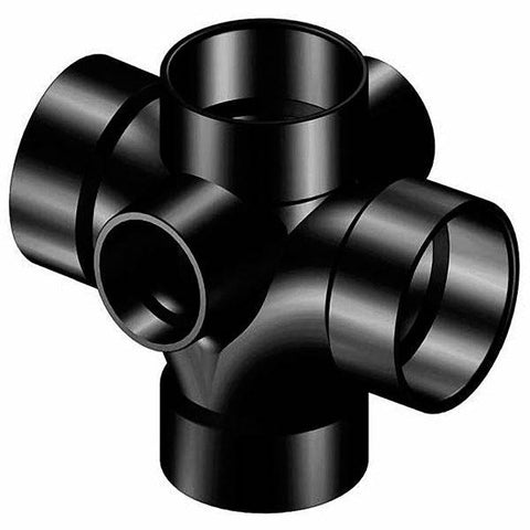(Nibco Part#: I276250) 5835-9-9 - Double Sanitary Tee with Two 90-degree Inlets Hub - ABS DWV - Flow Control Products