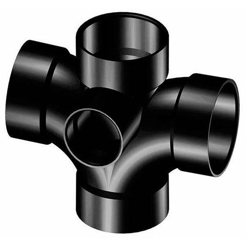 (Nibco Part#: I275200) 5835-9 - Double Sanitary Tee with 90-degree Inlet Hub - ABS DWV - Flow Control Products