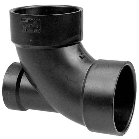 (Nibco Part#: I446150) 5861-LH - 90-degree Elbow with Low Heel Inlet Hub x Hub x Hub - ABS DWV - Flow Control Products