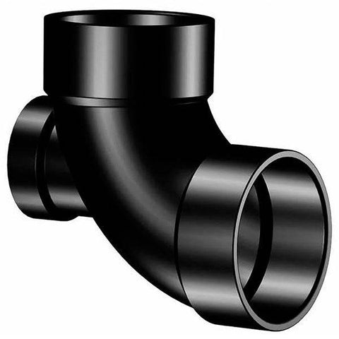 (Nibco Part#: I445300) 5861 - 90-degree Elbow with High Heel Inlet Hub x Hub x Hub - ABS DWV - Flow Control Products
