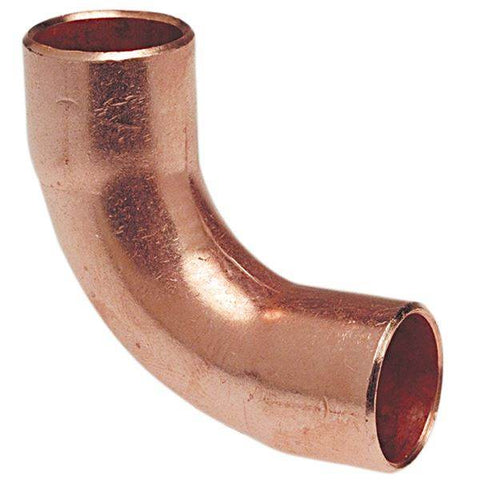 (Nibco Part#: 9077600CB) 607-LT - 90-degree Elbow Long Radius C x C - Wrot - Flow Control Products