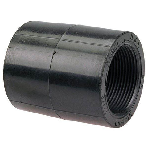 (Nibco Part#: CC00650) 6101-3-3 - Thread Coupling FPT x FPT - Black Polypropylene Schedule 80 - Flow Control Products