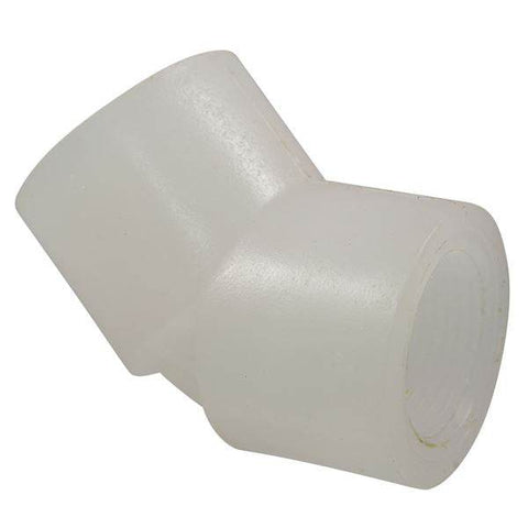 (Nibco Part#: CN01550) 6206-3-3 - Thread 45-degree Elbow FPT x FPT - Chem-Pure Natural Polypropylene Schedule 80 - Flow Control Products