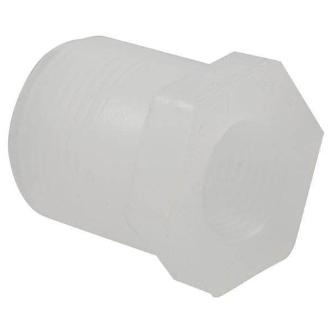 (Nibco Part#: CN04830) 6218-3-4 - Flush Thread Reducer Bushing MPT x FPT - Chem-Pure Natural Polypropylene Schedule 80 - Flow Control Products