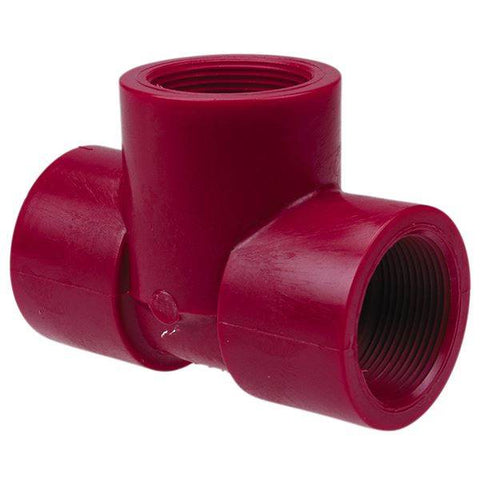 (Nibco Part#: CD02200) 6512-3-3 - Thread Tee FPT x FPT x FPT - Kynar Red PVDF Schedule 80 - Flow Control Products