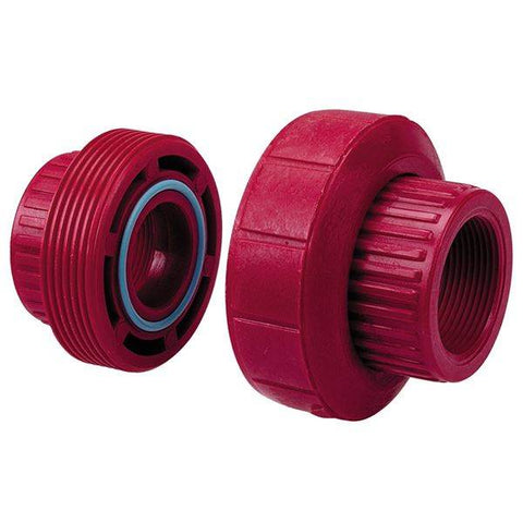 (Nibco Part#: CD04400) 6533-3-3 - FKM Threaded Union FPT x FPT Kynar Red PVDF Schedule 80 - Flow Control Products
