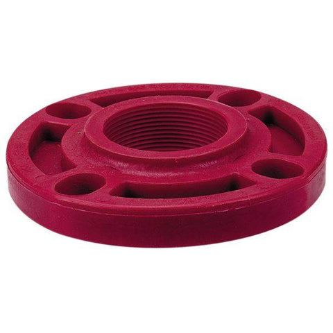 (Nibco Part#: CD04748) 6551-W-3 - Thread Flange FPT- Kynar® Red PVDF Schedule 80, One-Piece Webbed Design - Flow Control Products