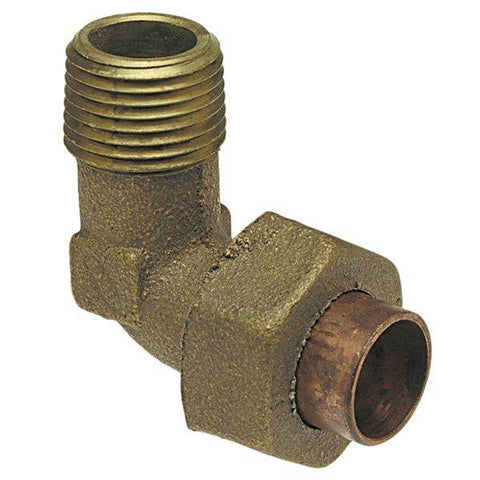 (Nibco Part#: B07280L) 707-4-6-LF - 90-degree Union Elbow C x M - Performance Bronze - Flow Control Products