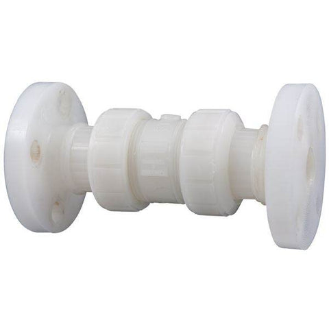 (Nibco Part#: ME802AC) F66BC-V - Ball Check Valve - Flanged, True Union, Kynar Natural PVDF Schedule 80, FKM - Flow Control Products