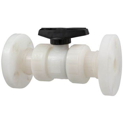 (Nibco Part#: ME912A8) F66TB-V - Ball Valve - Model C, Flanged, Tru-Bloc True Union, Kynar Natural PVDF Schedule 80, FKM - Flow Control Products