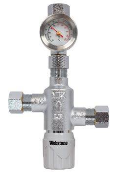 (Nibco Part#: H-77201W-TG) 7721W Series - Chrome Plated Forged DZR Brass Thermostatic Mixing Valve w/ Integral Check Valves - Flow Control Products