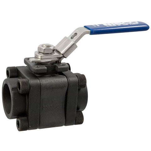 (Nibco Part#: NL9702C) KM-590-CS-R-66-FS-LL - Three-Piece Carbon Steel Ball Valve - Fire Safe, Socket Weld ISO Mount End - Flow Control Products