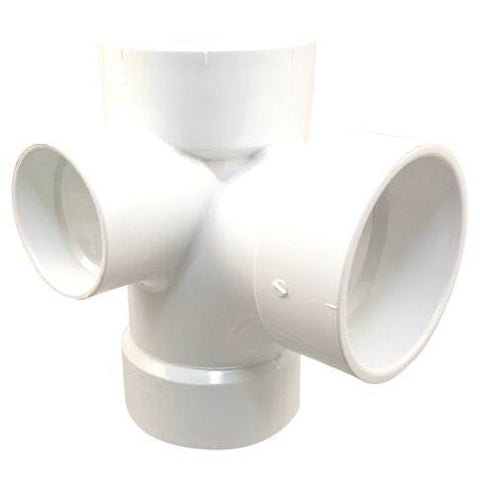 (Nibco Part#: K490500) 4870 - Sanitary Tee with 90-degree Right and Left Inlets Hub - PVC DWV - Flow Control Products
