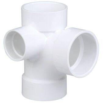 (Nibco Part#: K495400) 4871 - Sanitary Tee with 90-degree Left Inlet Hub - PVC DWV - Flow Control Products