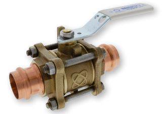 (Nibco Part#: NF595S8) PC-595-Y/R-66-LF - Ball Valve - Lead-Free*, Three-Piece, Full Port, Press Ends, Stainless Steel Trim, 250 PSI - Flow Control Products