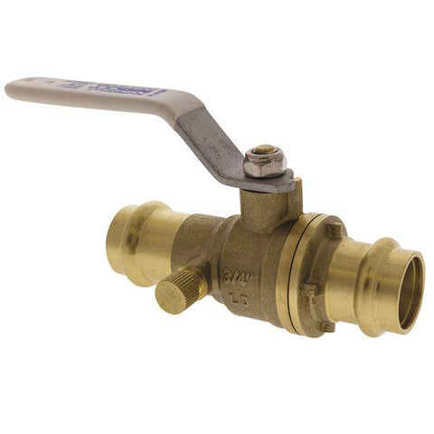 (Nibco Part#: NF99KDA) PC-FP-600A-D-LF - Ball Valve - Lead-Free*, Full Port, Press Ends, with Drain, 250 PSI - Flow Control Products