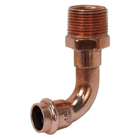(Nibco Part#: 9082955PC) PC607-4 - 90-degree Elbow P x M - Wrot Copper - Flow Control Products