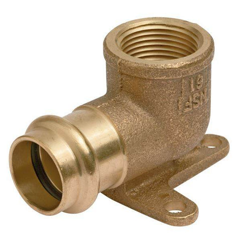 (Nibco Part#: B067000PC) PC707-3-5-LF - 90-degree Drop Elbow P x F - Lead-Free* Cast Bronze - Flow Control Products