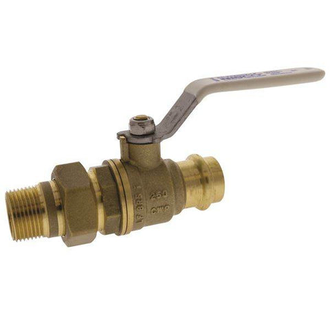 (Nibco Part#: NF99KM6) PCMU-FP-600A-LF - Ball Valve - Lead-Free*, Full Port, Press x MIP Union Ends, 250 PSI - Flow Control Products