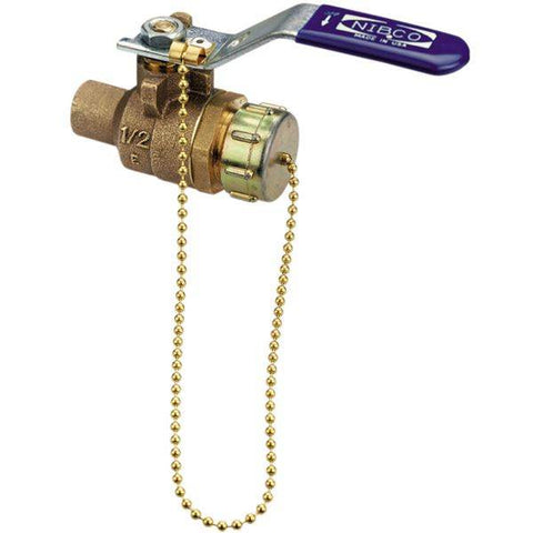 (Nibco Part#: NJ83808) S-585-70-HC - Two-Piece Bronze Ball Valve - Solder and Hose Connections - Flow Control Products
