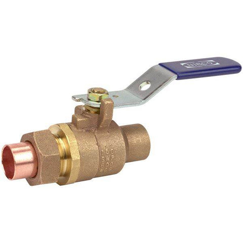 (Nibco Part#: NJ83F0D) S-585-70-SU - Two-Piece Bronze Ball Valve - Single Union End, Solder - Flow Control Products