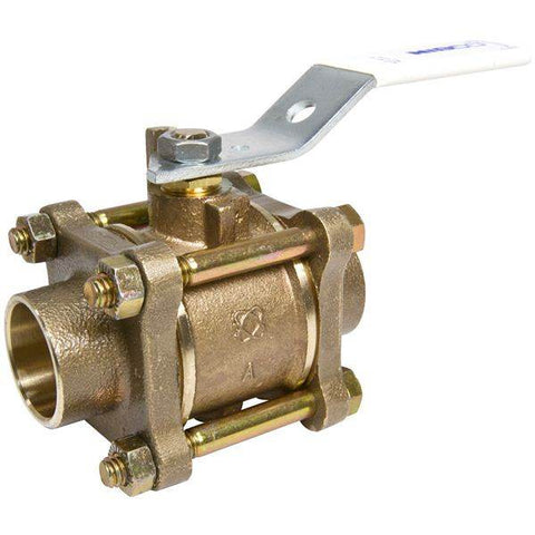 (Nibco Part#: NJ93028) S-595-Y-LF - Ball Valve - Lead-Free*, Three-Piece, Full Port, Solder - Flow Control Products