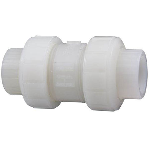 (Nibco Part#: ME801A8) S66BC-V - Ball Check Valve - Socket, True Union, Kynar Natural PVDF Schedule 80, FKM - Flow Control Products