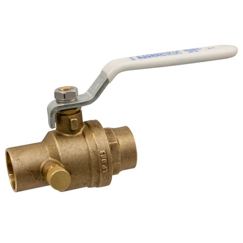 (Nibco Part#: NJ999XA) S-FP-600-AD-LF - Ball Valve - Lead-Free* Brass, Two-Piece, Full Port, C x C, with Drain - Flow Control Products