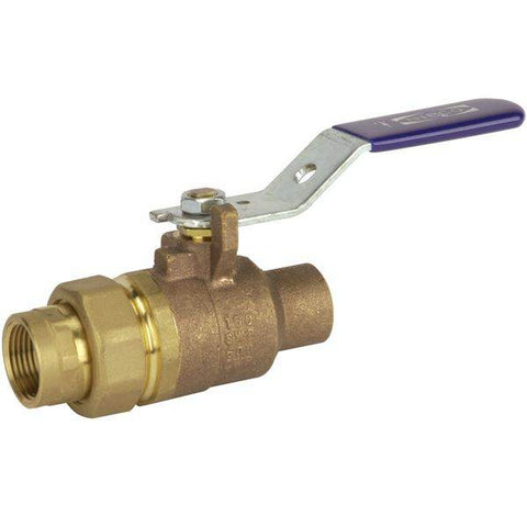 (Nibco Part#: NJ83F2D) ST-585-70-SU - Two-Piece Bronze Ball Valve - Single Union End, Solder x Threaded - Flow Control Products
