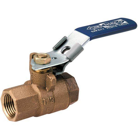 (Nibco Part#: NL9507C) T-580-70-SV - Two-Piece Bronze Ball Valve - Safety Vent for Compressed Air Lines - Flow Control Products