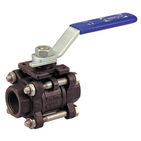 (Nibco Part#: NL99J5D) TM-595-CS-R-66 - Three-Piece Carbon Steel Ball Valve - Full Port, Threaded ISO Mount - Flow Control Products