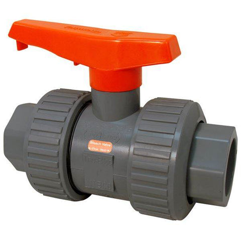 (Nibco Part#: MA597AK) S45TB-V-BBV - Bleach Ball Valve - Model C, Socket, Tru-Bloc True Union, Vented Ball, PVC Schedule 80, FKM - Flow Control Products