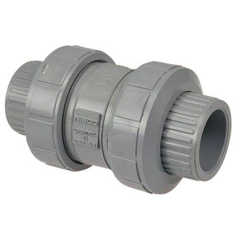 (Nibco Part#: MB801UB) U51BC-V - Ball Check Valve - True Union, Corzan CPVC Schedule 80, Universal Ends, FKM - Flow Control Products