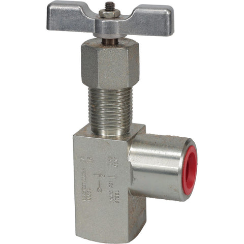 Needle Valve: Angled, 1/2" Pipe, NPT End, Alloy Body