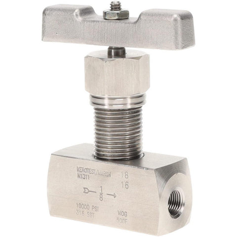 Needle Valve: Straight, 1/8" Pipe, Stainless Steel Body