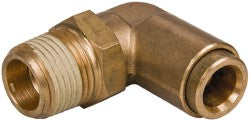 Push-to-Connect Tube x MNPT x Tube x Male Fitting: Elbow, NPT, 3/8" OD