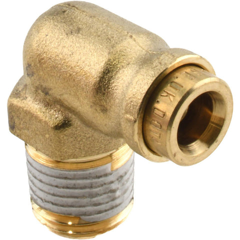 Push-to-Connect Tube x MNPT x Tube x Male Fitting: Elbow, NPT, 1/4" OD