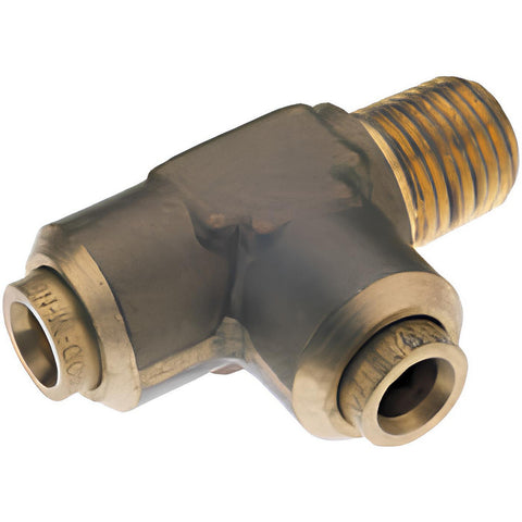 Push-to-Connect Tube x MNPT x Tube x Male Fitting: Elbow, NPT, 1/2" OD