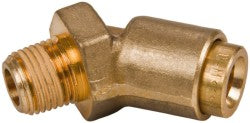 Push-to-Connect Tube x MNPT x Tube x Male Fitting: 45 deg Elbow, NPT, 1/4" OD