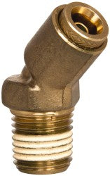 Push-to-Connect Tube x MNPT x Tube x Male Fitting: 45 deg Elbow, NPT, 1/2" OD