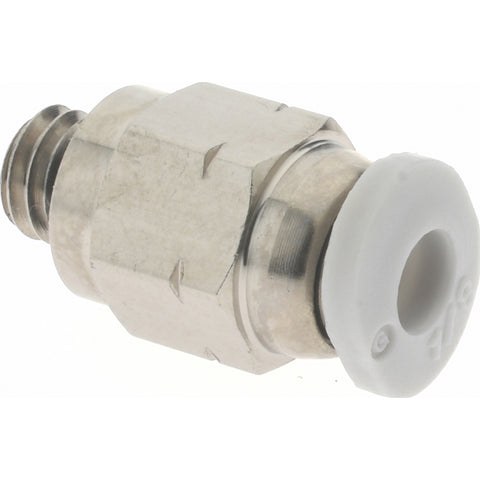 Push-to-Connect Tube x Male x Tube x Male UNF Fitting: Straight Adapter, #10-32 Thread, UNF, 1/8" OD