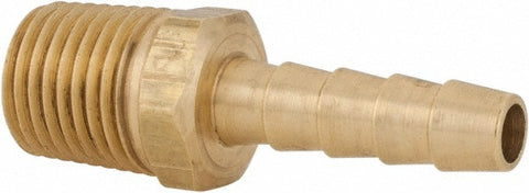 Barbed Hose Fitting: 1/4" x 1/4" ID Hose, Male Connector