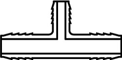 Barbed Tube Reducing Tee: 1/2 x 1/2 x 3/4" Barbs