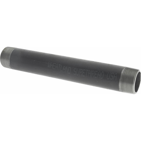 Black Pipe Nipple: 1-1/2" Dia x 12" Long, Schedule 80