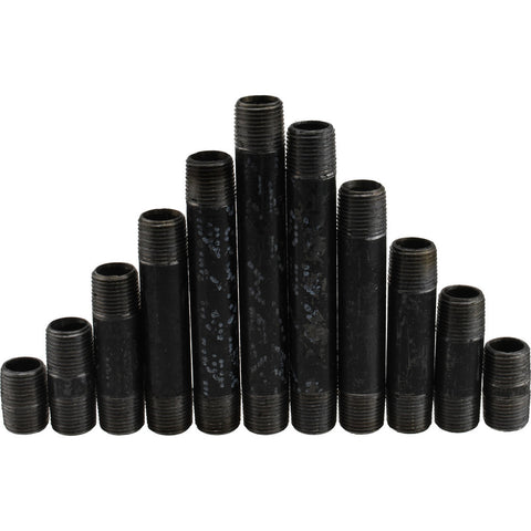 66 Piece, 1/2" Pipe, Black Finished Steel Pipe Nipple Set