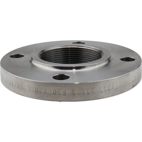 3" Pipe, 7-1/2" OD, Stainless Steel, Threaded Pipe Flange
